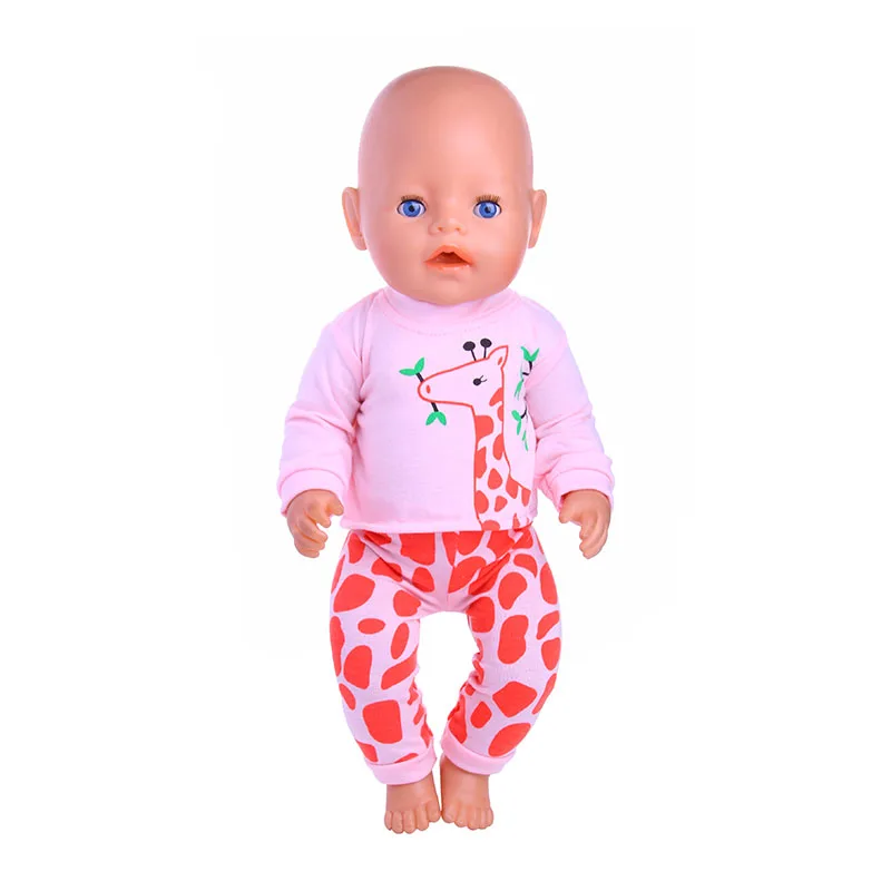 Pakaian Boneka Piyama 2 Buah/Set Baju Tidur untuk 18 Inci Amerika & 43Cm Aksesori Pakaian Boneka Bayi Baru Lahir Mainan Anak Perempuan