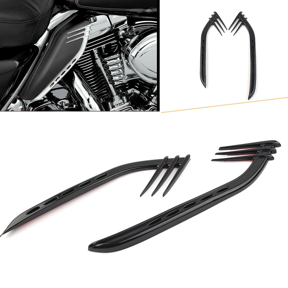 Black Motorbike ABS Mid-Frame Air Deflectors Accents Trims for Harley Road Glide CVO Ultra FLTRUSE Decorate Accessories