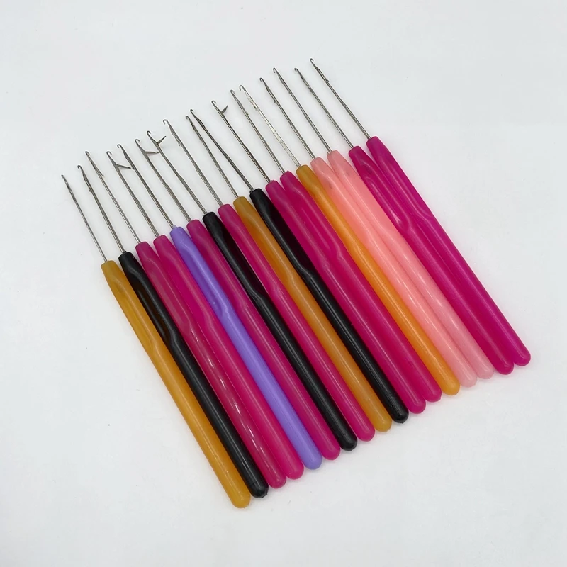 20 pcs Crochet Hook Threader plastic loop pulling needle  micro rings hair extension tools