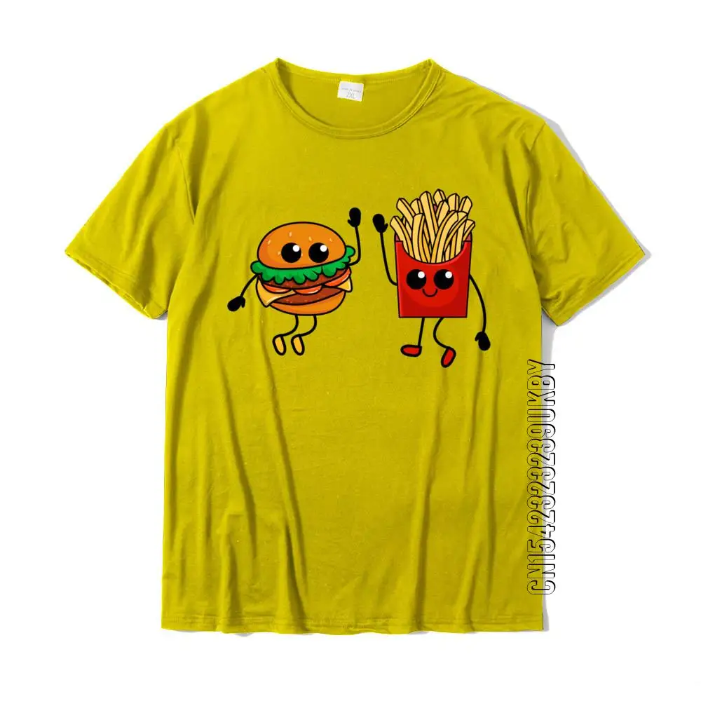 Hamburger Fries High Five Cool Fun Combo Snacks Funny Gift Tees New Coming Printed Cotton Mens Tshirts Custom