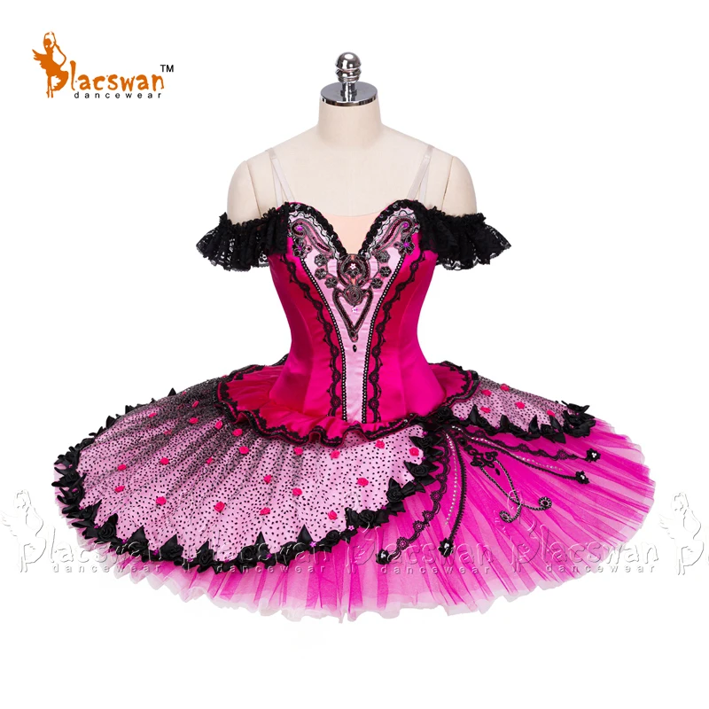 Nutcracker Spanish Dancer Costume Dark Pink Paquita Dress Kitri Variation Platter Classical Tutu for adults BT924