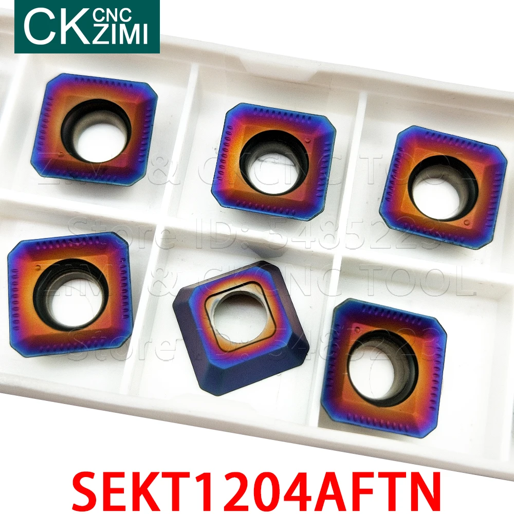 Твердосплавная фрезерная вставка SEKT1204AFTN SEKT 1204, плоский фрезерный инструмент с ЧПУ, индексируемый Торцевой фрезерный инструмент для стали, нержавеющей стали