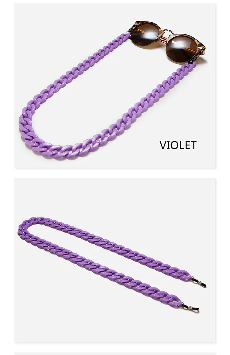 Mode Acryl Brillen Ketten Sonnenbrillen Schnur Anti-Rutsch-Sonnenbrille bänder hängen Ketten am Hals Brillen zubehör – Detail 16