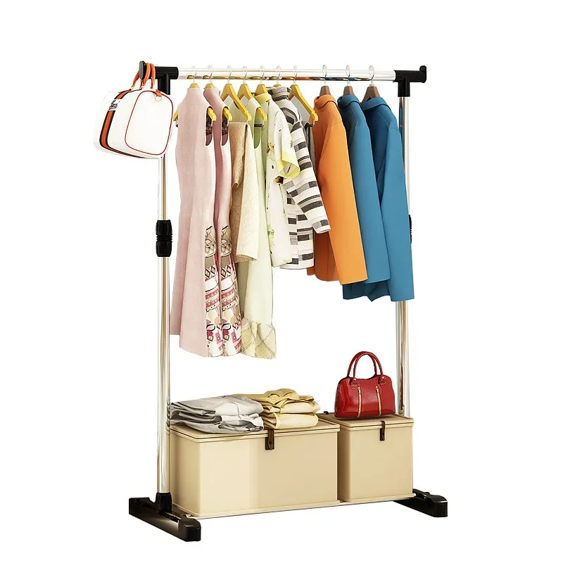 Single Pole Folding Metal Coat Rack Clothes Hanging Garment Dress Drying Rack with Wheels Living Room Furniture Coat Rack