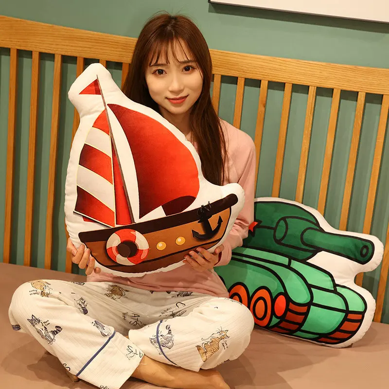 Cartoon Plush Toy Cushion Sofa Pillow Stuffed Soft Rocket Submarine Ship Aircraft Doll Boyfriend Birthday Gifts