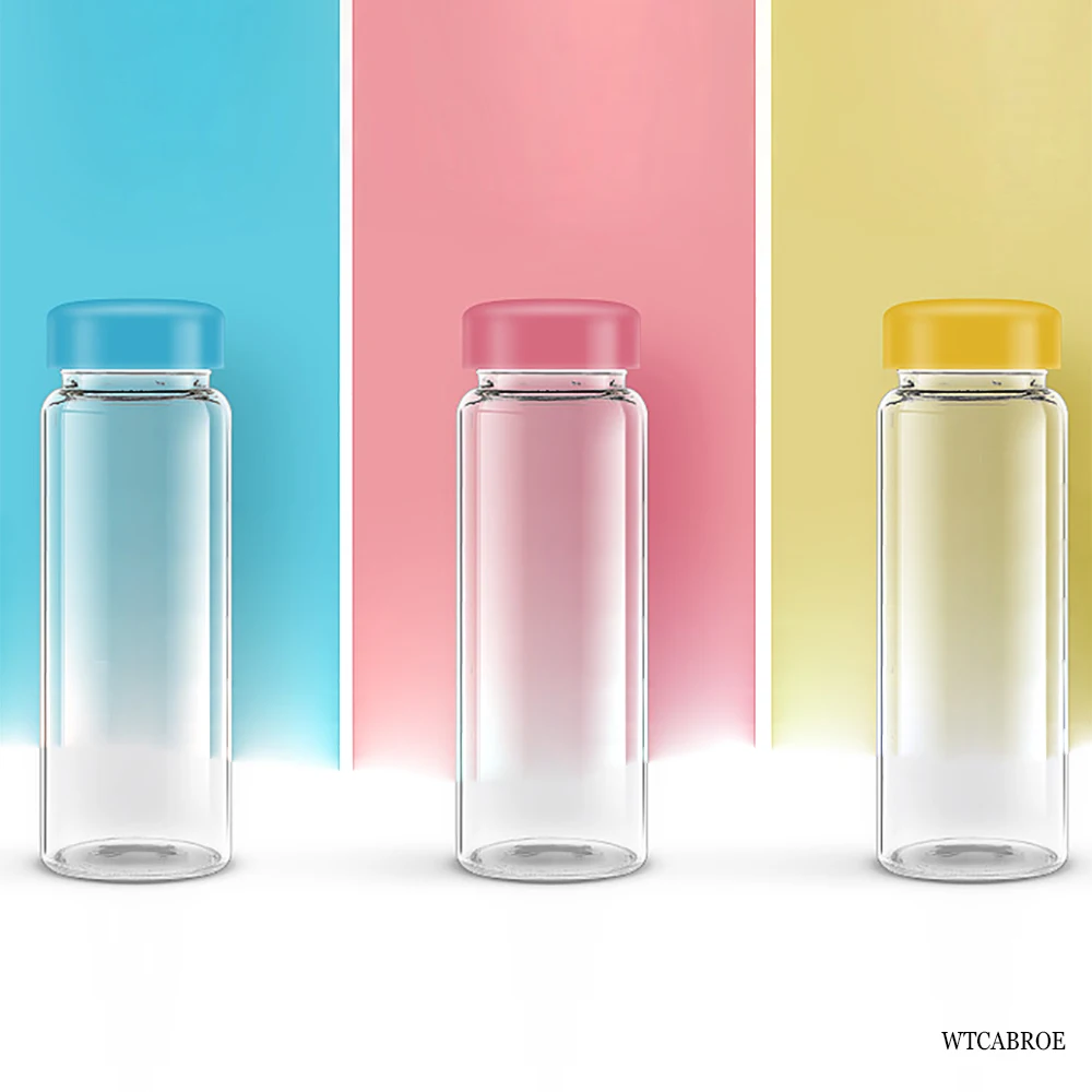420ml Kids portable Glass Water Bottle Portable Leakproof 500ML woman Cute Sports Outdoor Running Camping Hiking Drink Bottles