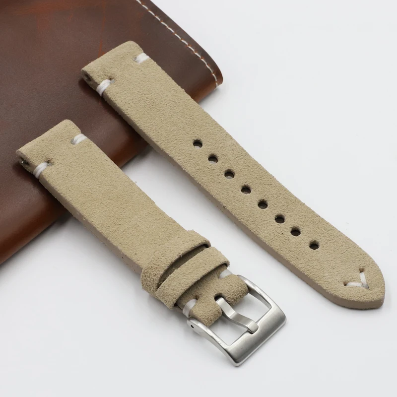 Onthelevel Handmade Watchband Genuine Suede Leather Watch Strap 18 20 22 24mm Quatilty Smooth Velvet Replacemnet Bracelet #C