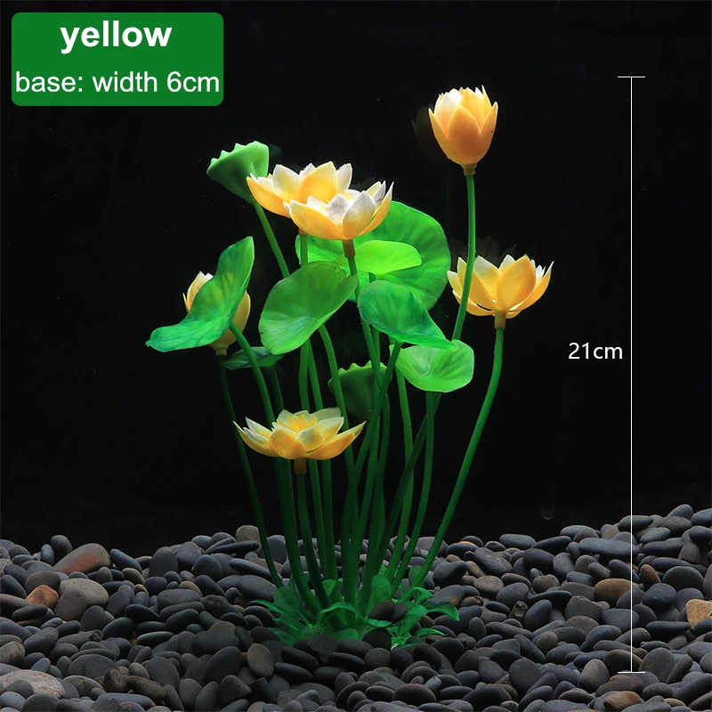 Vivid Plastic Artificial Aquarium Plant Lotus Flower Decoration Fish Tank Landscaping Water Grass Flower Aquatic Ornament