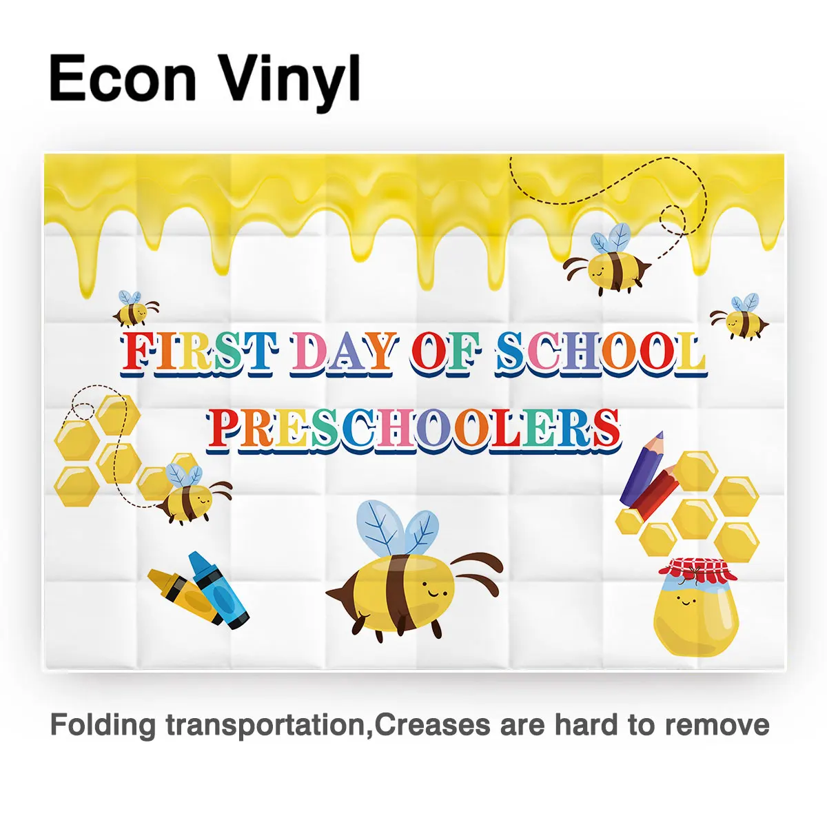 Allenjoy first day of school preschoolers photocall Back to school bee crayon vinly photophone baby shower event party banner