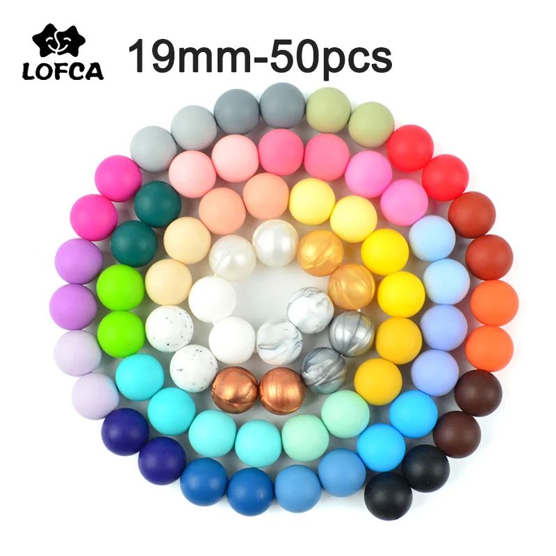 

LOFCA 50pcs 19mm Round Shaped Silicone Beads Baby Teether BPA-Free Food Grade Baby Toy DIY Jewelry Necklace Nursing Accessories