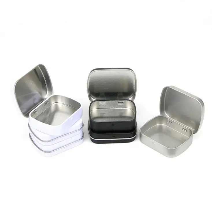 Wholesale small size hinge tin box square tin silver tin gift box sealing plain tin box 400pcs SN3489