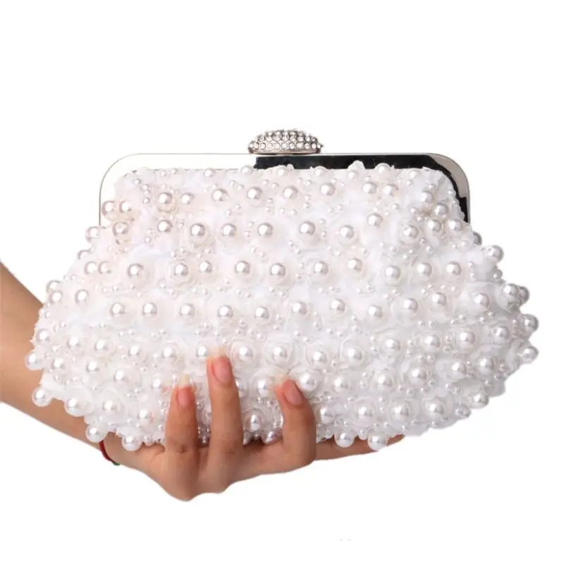 2021 Rhinestone Pearl Handbag Women\'S Clutch Bags Evening Bag Fashion Purse Womens Clutch Luxury For Wedding Bags Party White