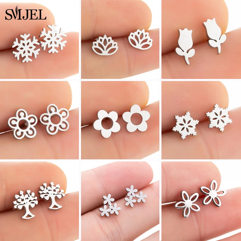 Mode niedlichen Schneeflocke Ohr stecker für Frauen winzige Gänseblümchen Rose Blume Ohrringe Vintage Schmuck Korea Vanlentine Tag Geschenk