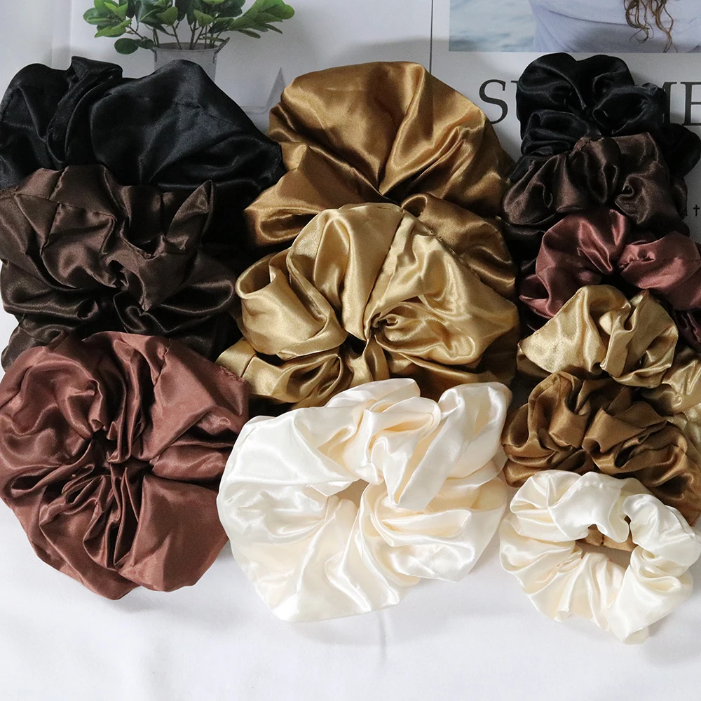 1 Pcs Satin Silk Solid Color Hair Ties Scrunchie Elastic Hair Bands Women Luxury Soft Hair Accessories Ponytail Holder Hair Rope