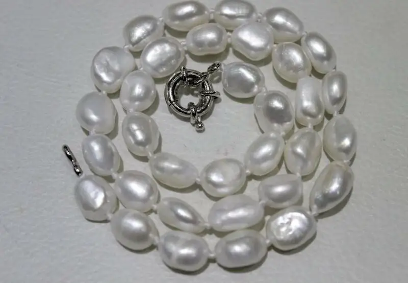 8mm 10mm 11mm white baroque pearl necklace round clasp Jewelry real natural freshwater pearl 43cm 17inch