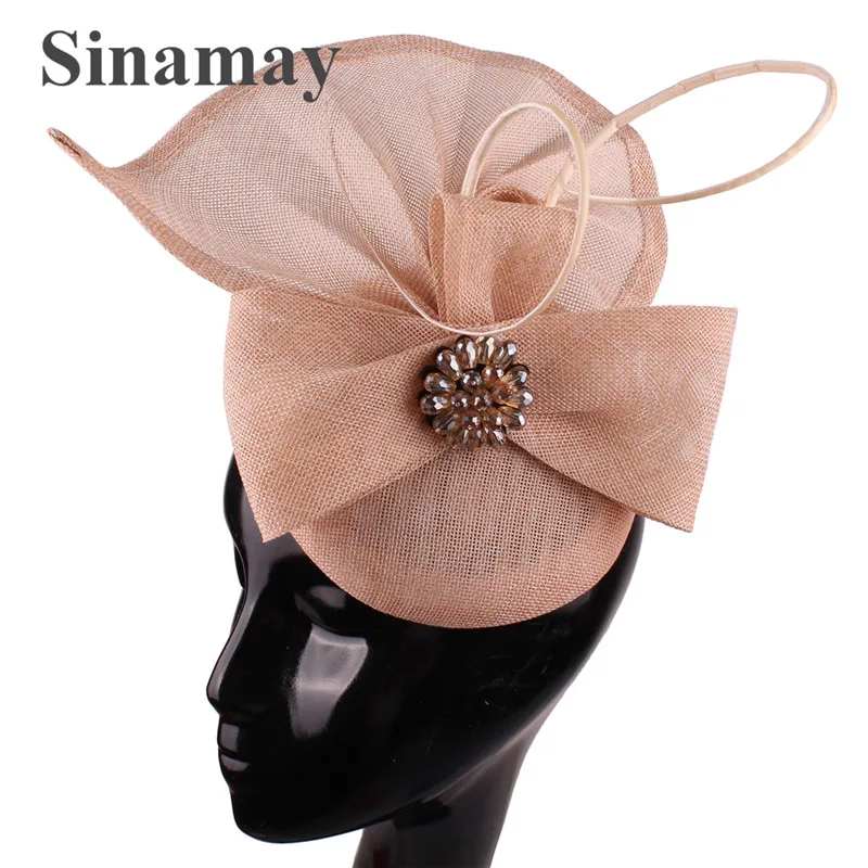 Nice Flower Fascinator Hats Fashion Bow Party Chapeau Cap Bride Women Wedding Chic Headwear With Hair Band Gril Hair Accessories