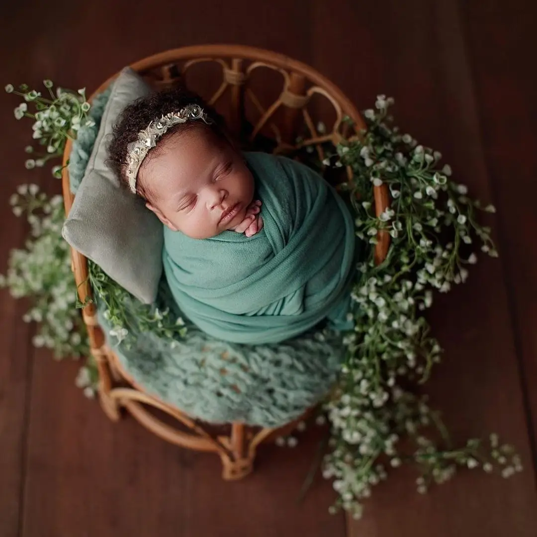 Newborn Photography Props Chair Bamboo Bed Baby Basket Handmade Container Infant Pose Baby Shooting Studio Accessories