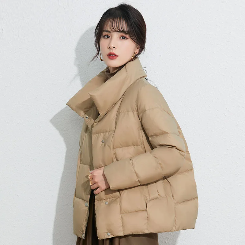 Jaqueta de inverno feminina estilo coreano 2021, colarinho feminino preto, jaqueta solta, de grandes dimensões, parka