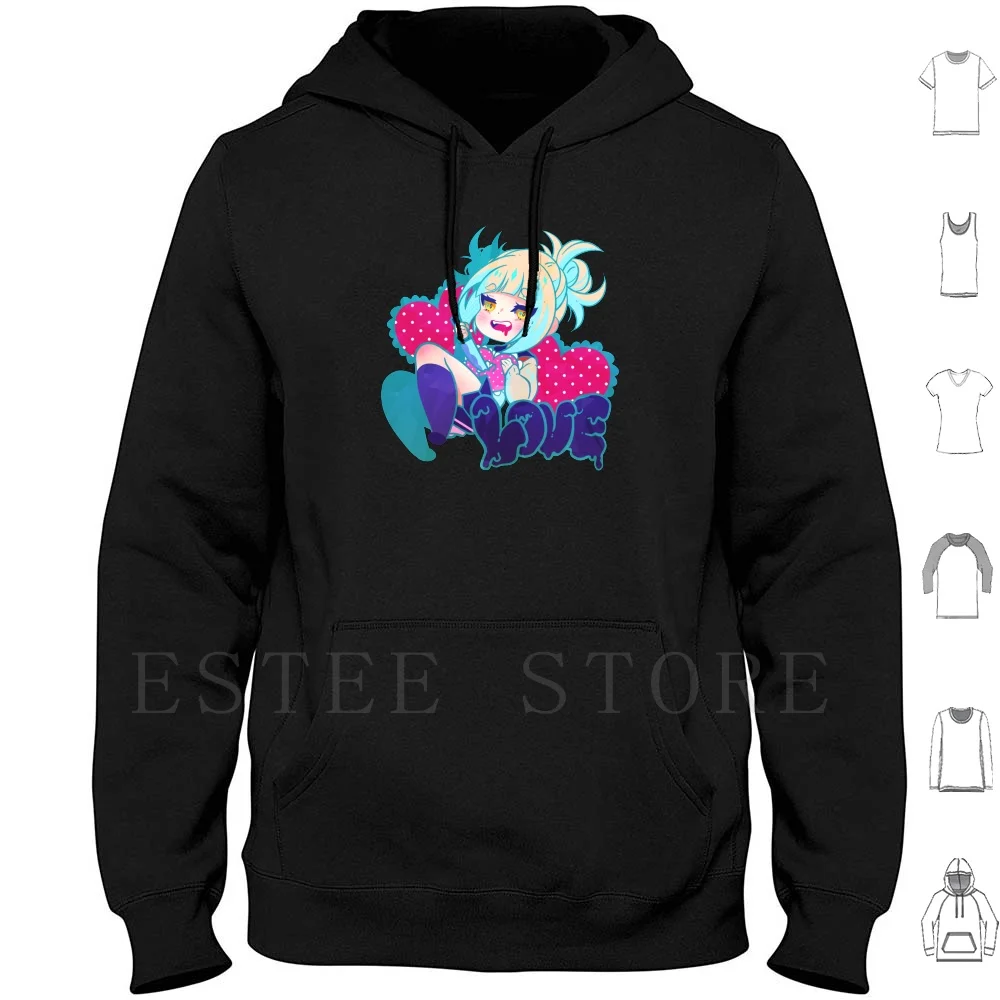 Bnha Himiko Toga Hoodies Long Sleeve Himiko Toga Toga Himiko Toga Yandere Knife Heart Anime Anime Art Fanart Chibi