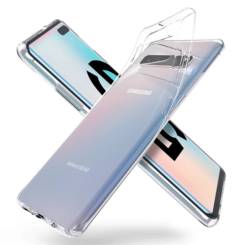 Transparent Luxury Case for Samsung Galaxy S10 5G Silicon Soft TPU Phone Back Cover 360 Clear SamsungS105G S105G GalaxyS105G Gel