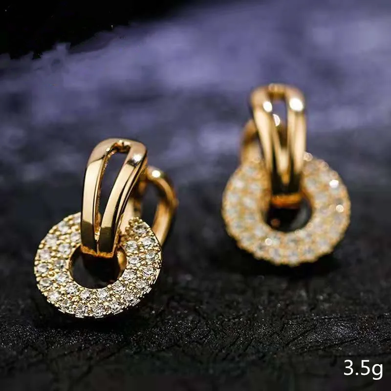 2024 Cute High-End Fashion Korean Women's Round Micro Inlaid Zircon Ear Clip Women Earrings Joyero Jeweler Gothic Accessories