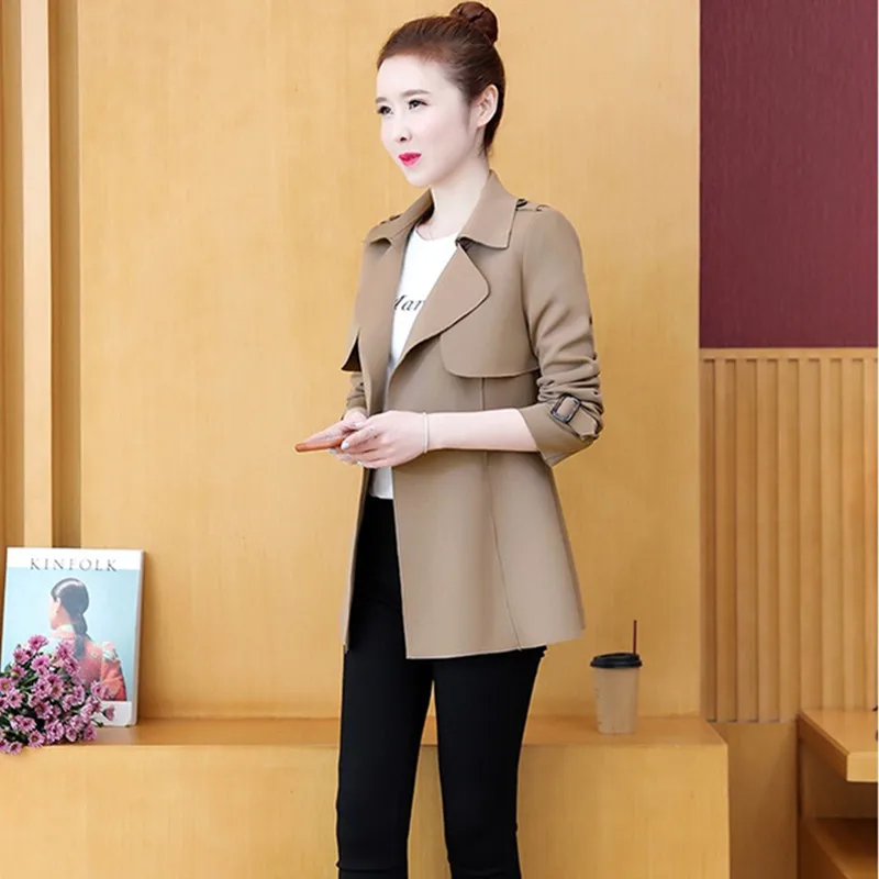 UHYTGF New Wild Spring Autumn Jacket moda femminile risvolto Casual donna cappotto corto doppio petto utensili eleganti top sottili 1258