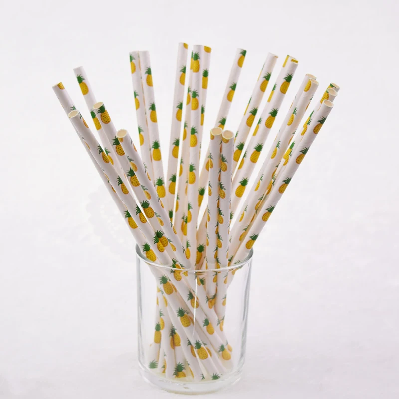 25pcs/lot Fruit Strawberry Pineapple Paper Drinking Straws Drinking Tubes Party Supplies Creative Drinking Straws