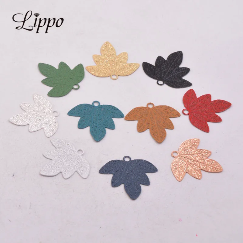 50pcs AC11127 20*23mm Maple leaves Charms Silver plated and Rose Gold Leaves Pendant  Earring Findings For Woman Bijoux