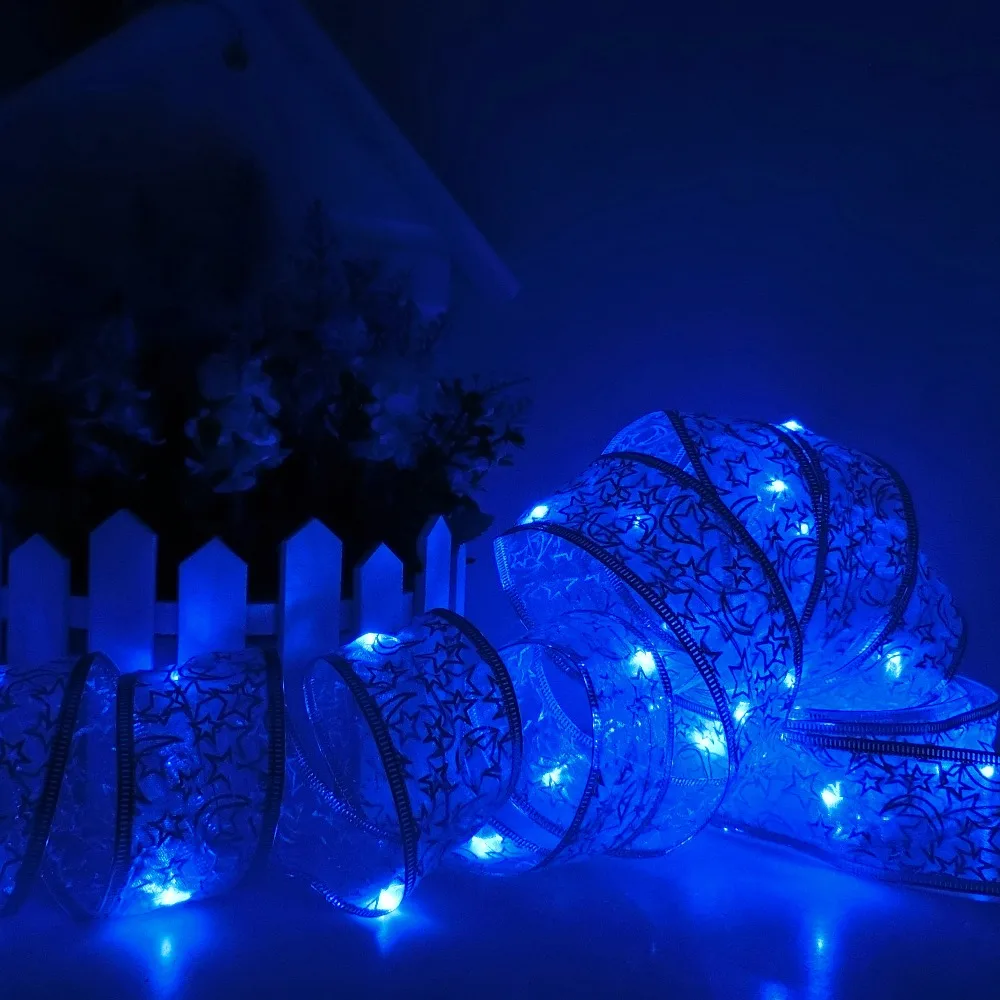 LED Silk Ribbon String Fairy Lights 4M 40 Leds  For Christmas Wedding Party Decoration Package Ribbon