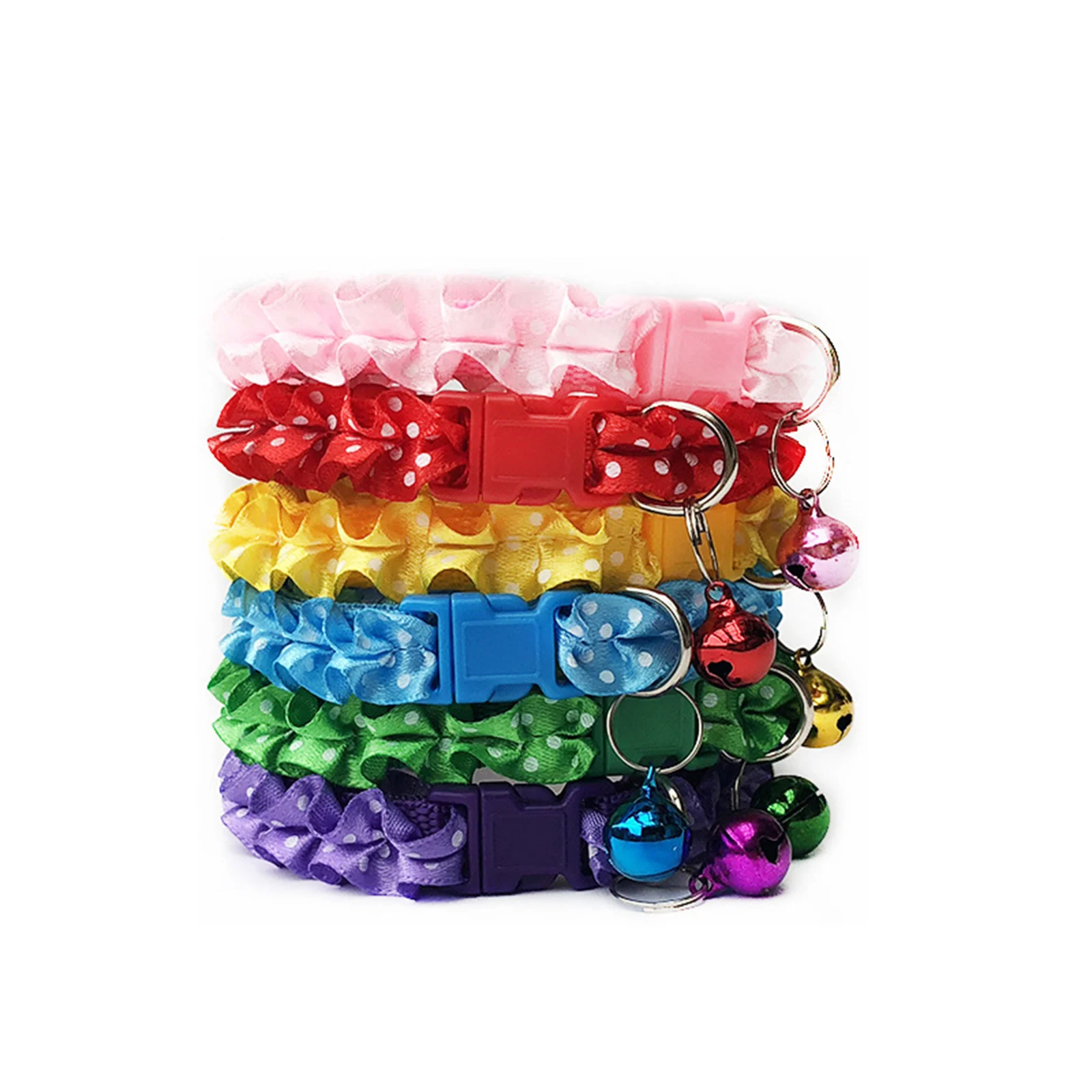 Lace Adjustable Pet Collar Dot With Bell Dog Collar Pet Supplies 20cm Long - 34cm Long, 1 Piece