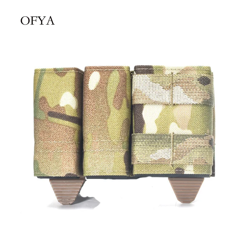 OFYA Tactical Airsoft Double 9MM Single 5.56 1+2 Side Triple Magazine Pouch Multicam Vest Molle Mag Ammo Pouch Bags