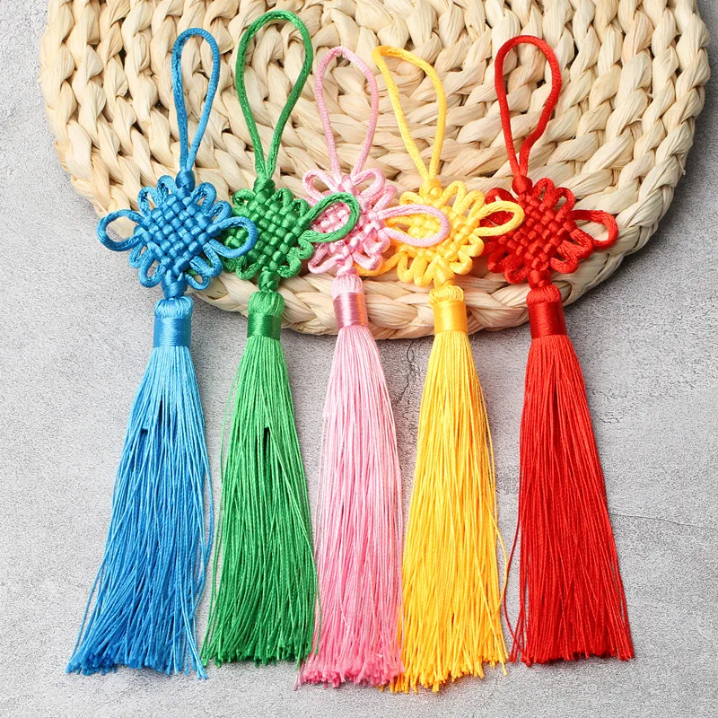 5Pcs 22cm Chinese Knot Long Tassel Pendants DIY Craft Jewelry Clothing Car Bag Home Decor Accessories Gift Hanging Fringe Trim