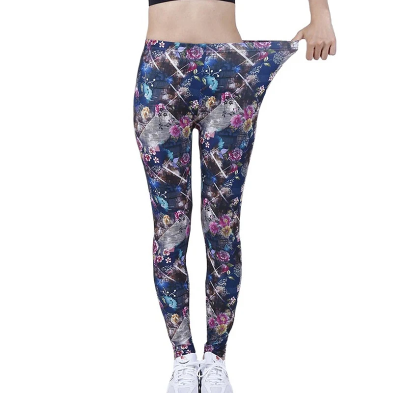 YSDNCHI Women Leggins New Elastic Sexy Pants Starry Sky Floral Print Leggings Fashion High Waist Trouser