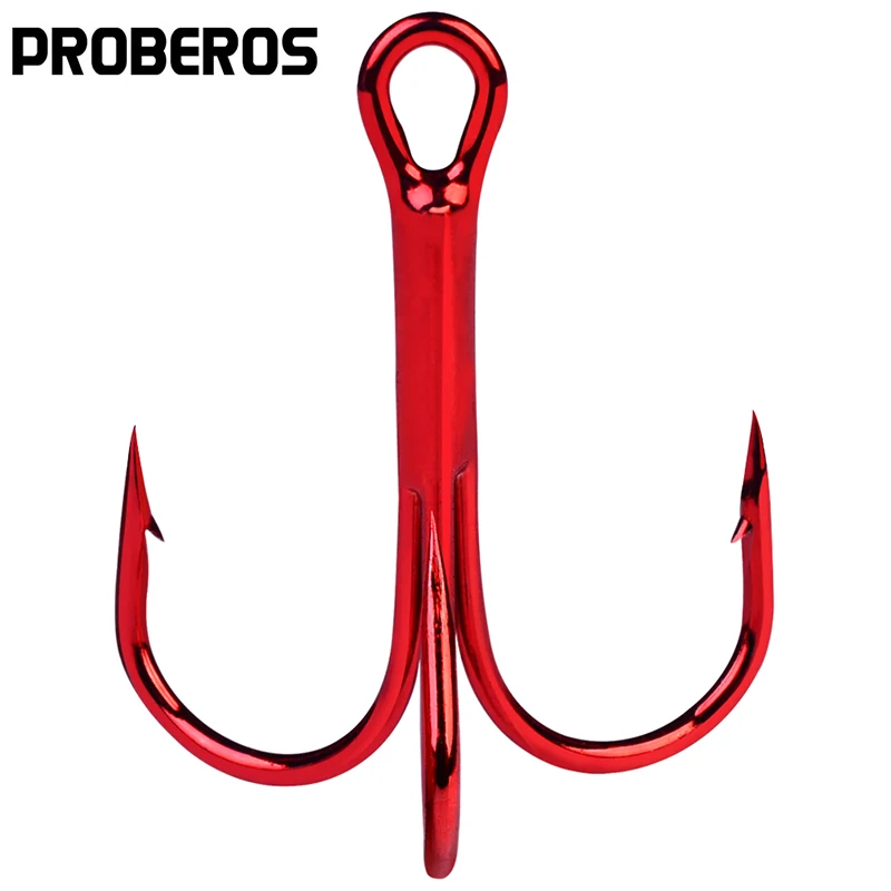 

500pcs FishHook Proberos Brand Fishing Hook High Carbon Steel Treble Hook Fishing Tackle Round Bent Treble Saltwater Bass 2#-10#