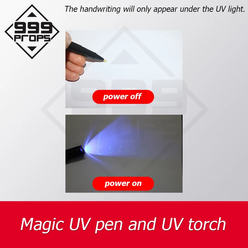 Magic UV pen and UV torch for escape room game props adventure game 999 PROPS