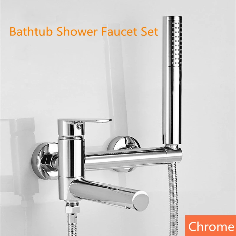 Black/Silver Bathroom Faucet Brass Rotate Spout Multifunction Bathtub Tap Single Handle Shower Tap Kit Mixer Spray Shower System