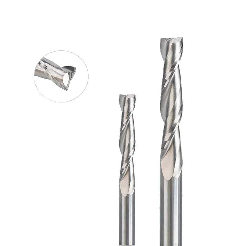 UCHEER 1/5pcs 3.175mm 2 Flute Engraving Bit Tungsten Carbide CNC Milling Cutter Coated CNC End Mill for Woodworking