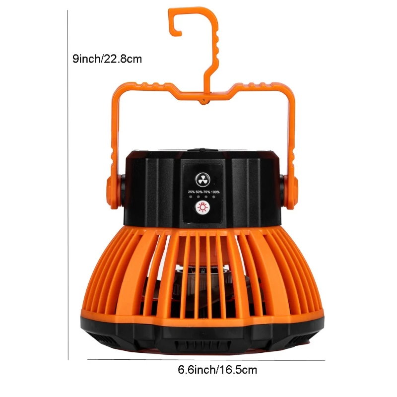 5200mAh USB قابلة للشحن التخييم مروحة مع LED فانوس توقيت التحكم عن بعد 3 سرعة سقف معلق مروحة لغرفة النوم المنزل J6PE