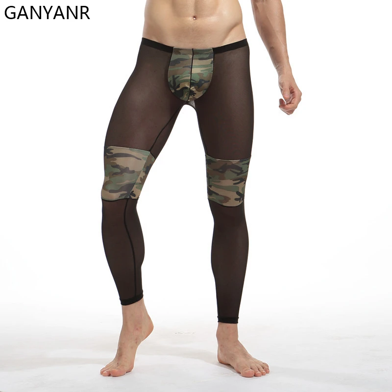 GANYANR Running Tights Men Compression Pants Gym Leggings Fitness Yoga Sexy Basketball Sport Jogging Training Athletic Training