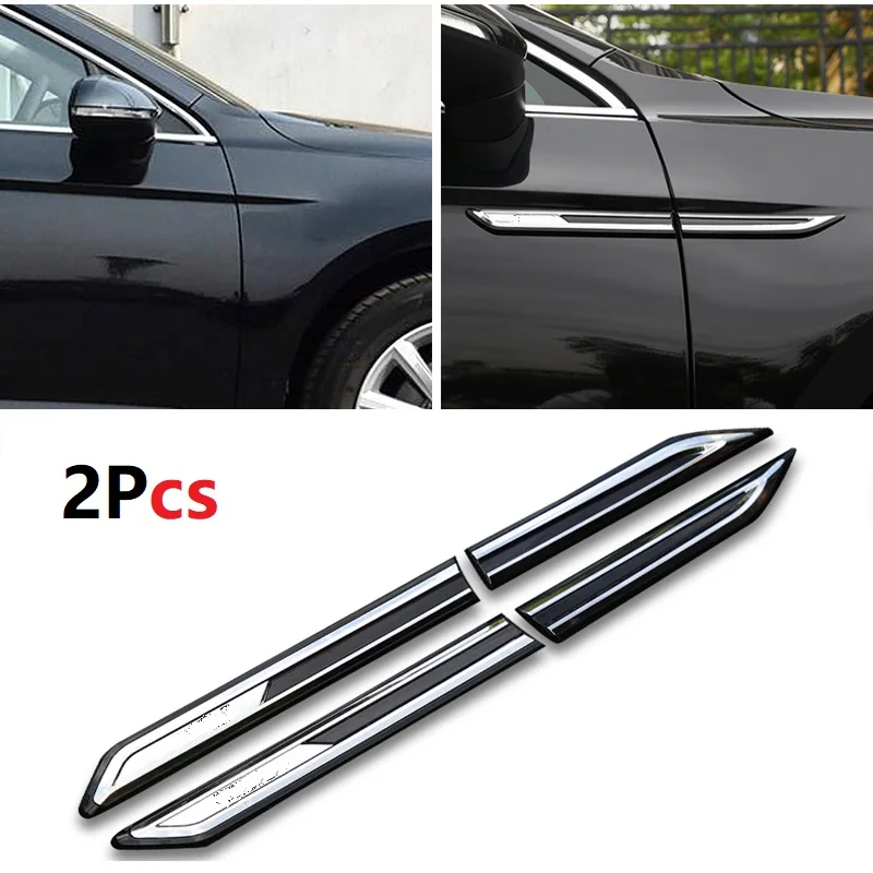 2PCS Car Chrome Car Side Fender Decoration Sticker Fender Trim Accessories For VW Magotan Passat B8 Car Styling Mouldings