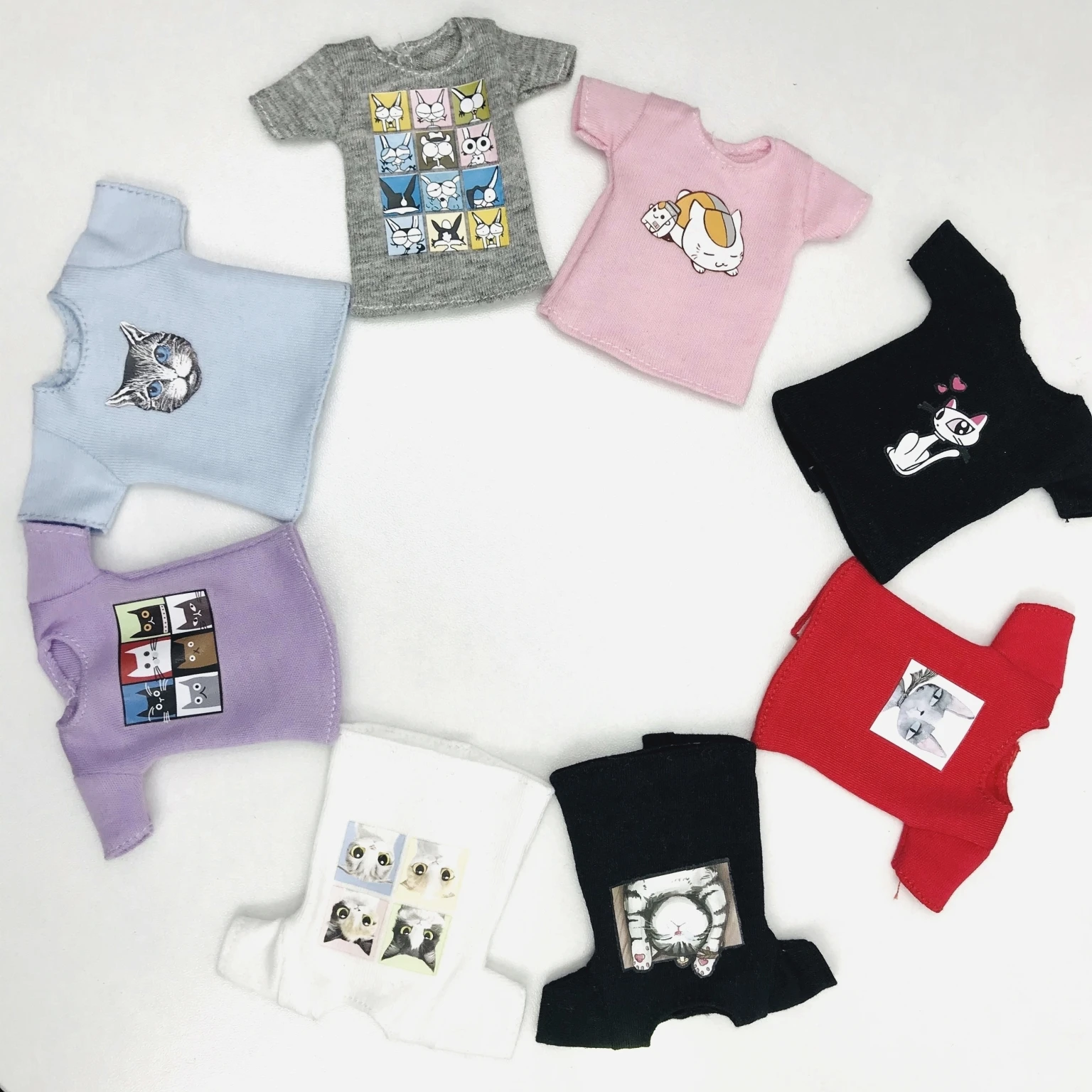 New 1PCS Cute animal pattern Dolls’ T-shirt Fashion Short pink/black/red/white T-shirt for blyth,licca,azone,1/6 dolls clothes