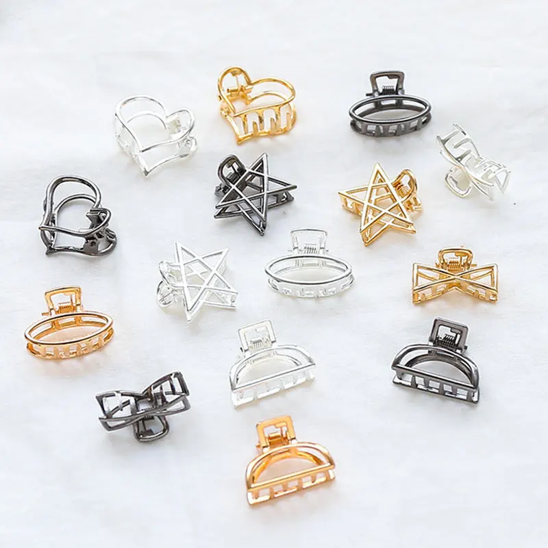1 PC Moda Mała Prosta Dzika Geometryczna Pazur Do Włosów Dla Kobiet Dziewczyny Zaciski Do Włosów Krab Metalowa Spinka Do Włosów Pazur Akcesoria Nakrycia Głowy