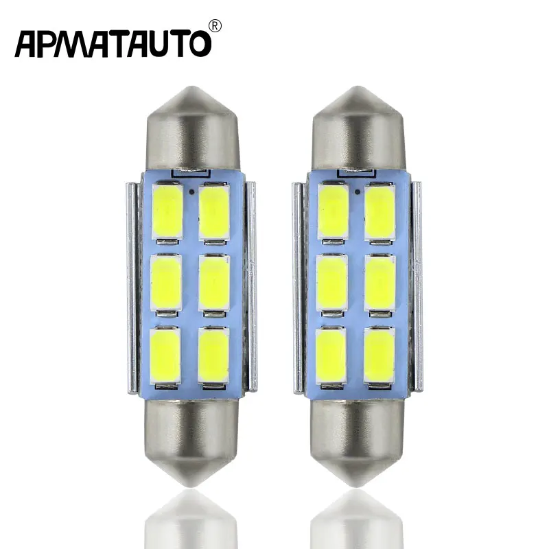 Luz LED de placa de matrícula para VW Bora Caddy Golf III V Jetta, 39mm, c5w, Samsung 6-SMD, sin errores, blanco y azul, 2 uds.