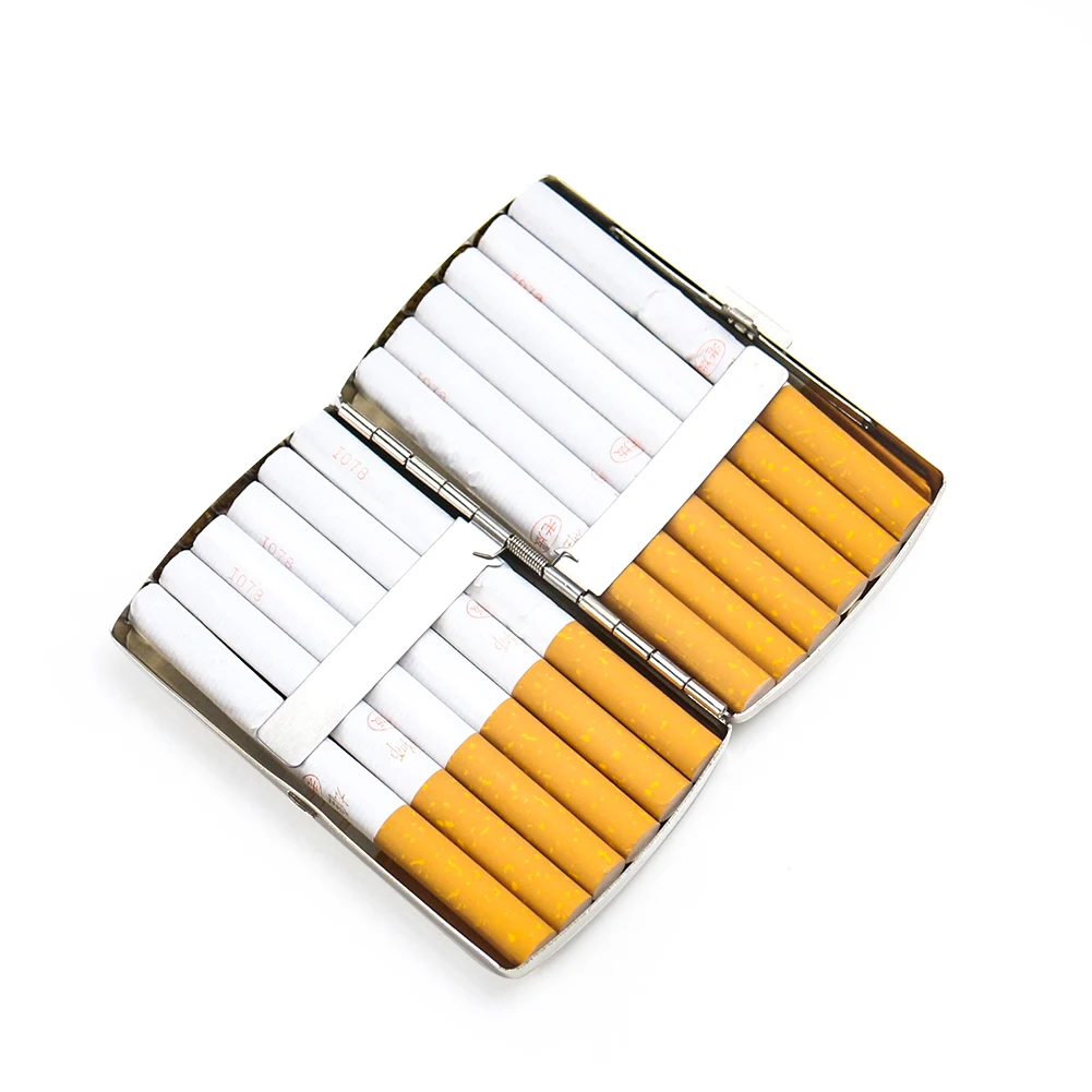 Aluminium Sigaren Cigarete Case Draagbare Pocket Box Houder Voor 20 Sticks Opbergcontainer Cadeau Roken Accessoires Random