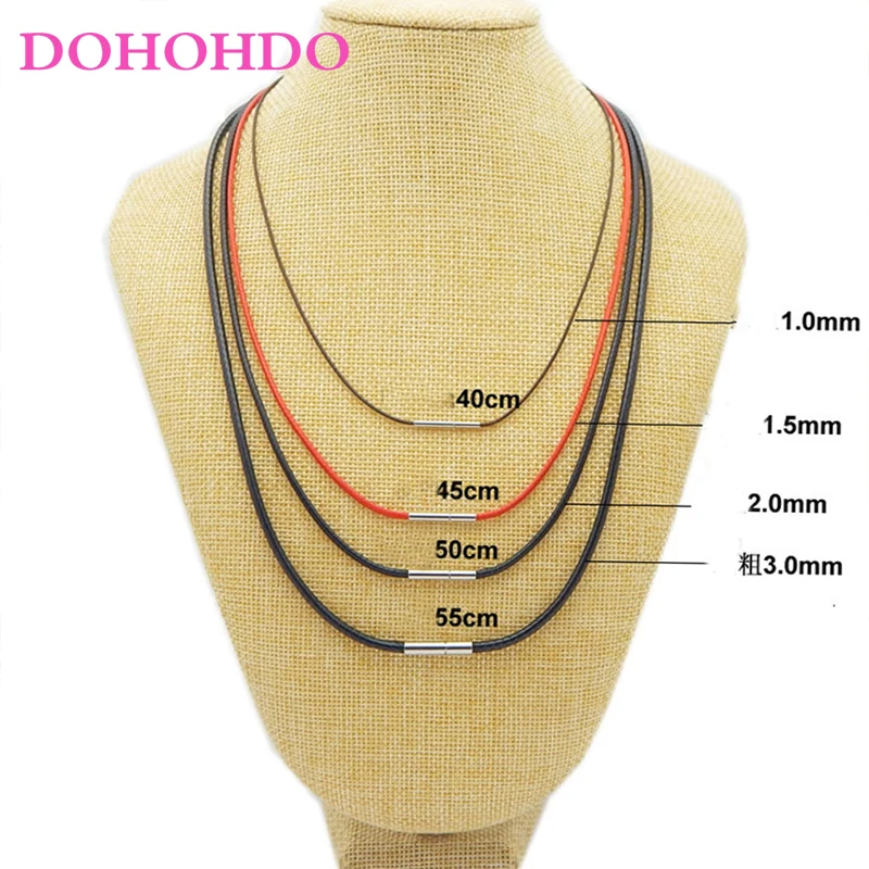 1-3mm Leather Cord Necklace Cord Wax Rope Chain Stainless Steel Rotary Clasp For DIY Men Women Pendant Necklace Bracelet Jewelry