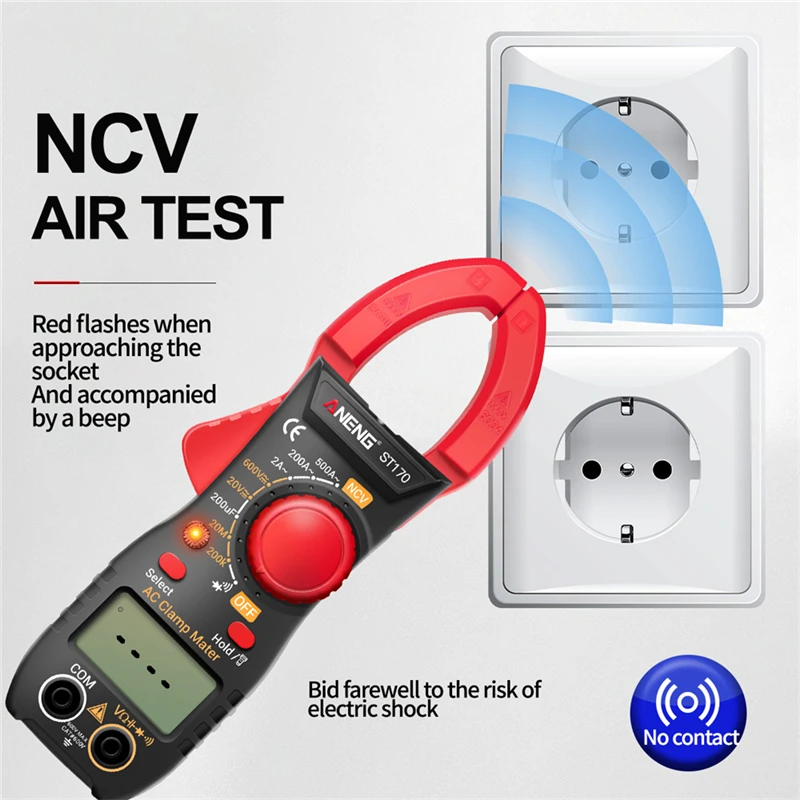 ANENG ST170 LCD Digital Clamp Meter DC/AC corrente multimetro amperometro Tester di tensione diodo capacità corrente NCV Ohm strumento di prova