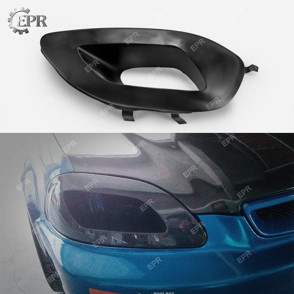 Glass Fiber Front Bumper Headlight Cover Air Intake Trim For EK9 Civic 1996-1998 FRP Headlight Air Duct RHS(1piece)