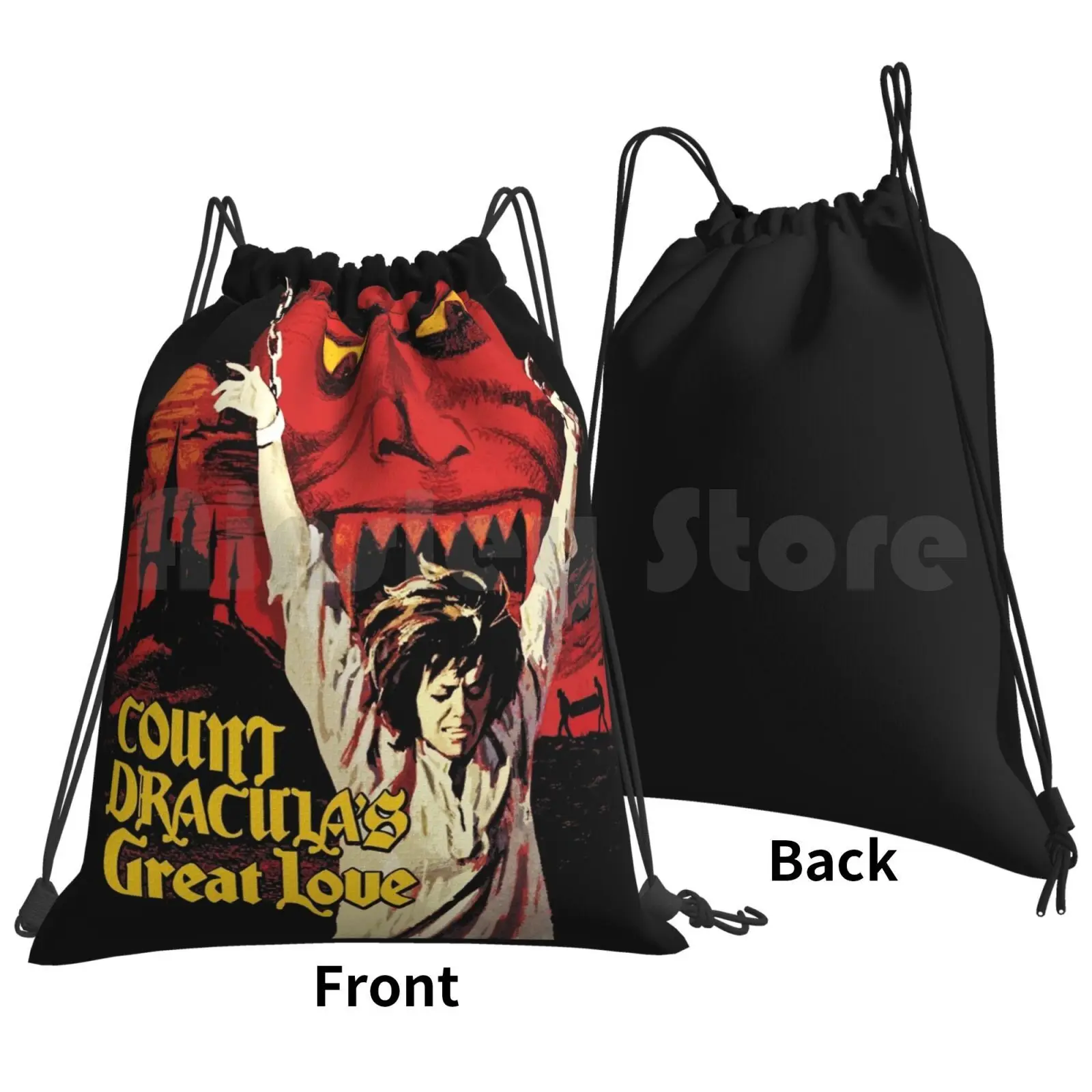 Count Dracula's Great Love Backpack Drawstring Bag Riding Climbing Gym Bag Vintage Retro Horror Terror Horror Dracula