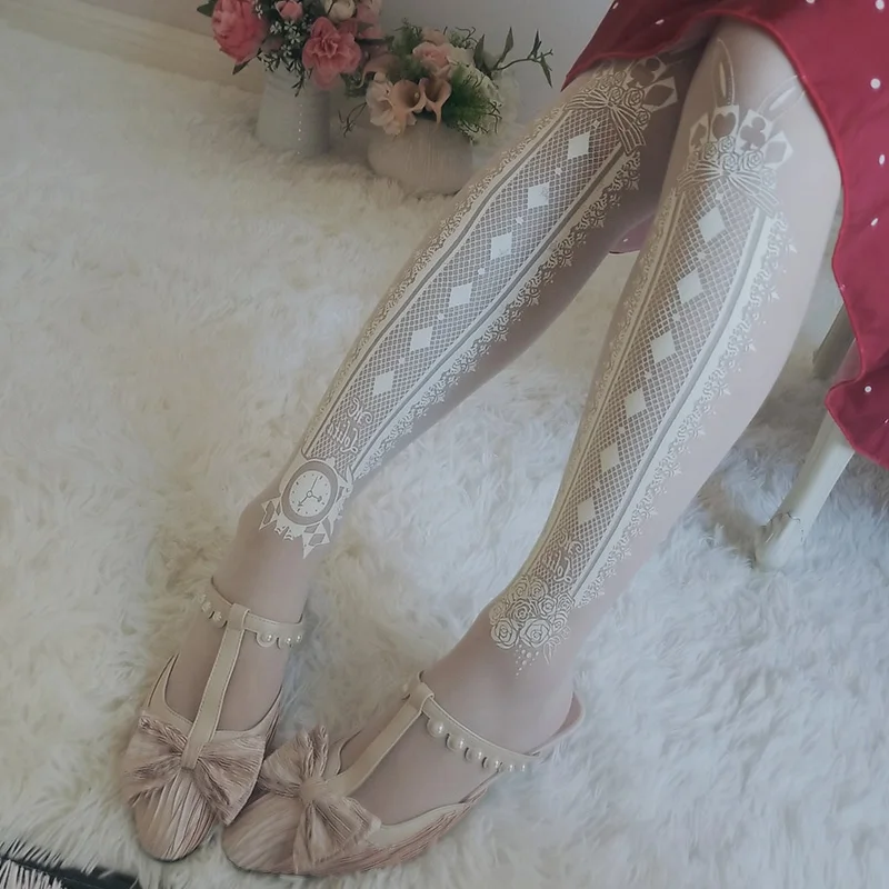 Nhật Bản Kawaii Cô Gái Hàng Ngày Sweet Lolita Cổ Dễ Thương In Sinh Viên Gothic Lolita Đầu Gối Loli Cosplay Thời Trang Vớ