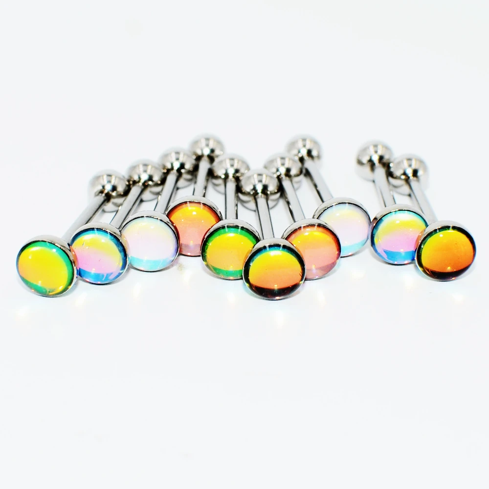 Body Piercings Jewelry For Women Sexy Titanium Tongue Piercing Punk Rings For Teens Septum Fake Goth Femme Opal Tongue Stud